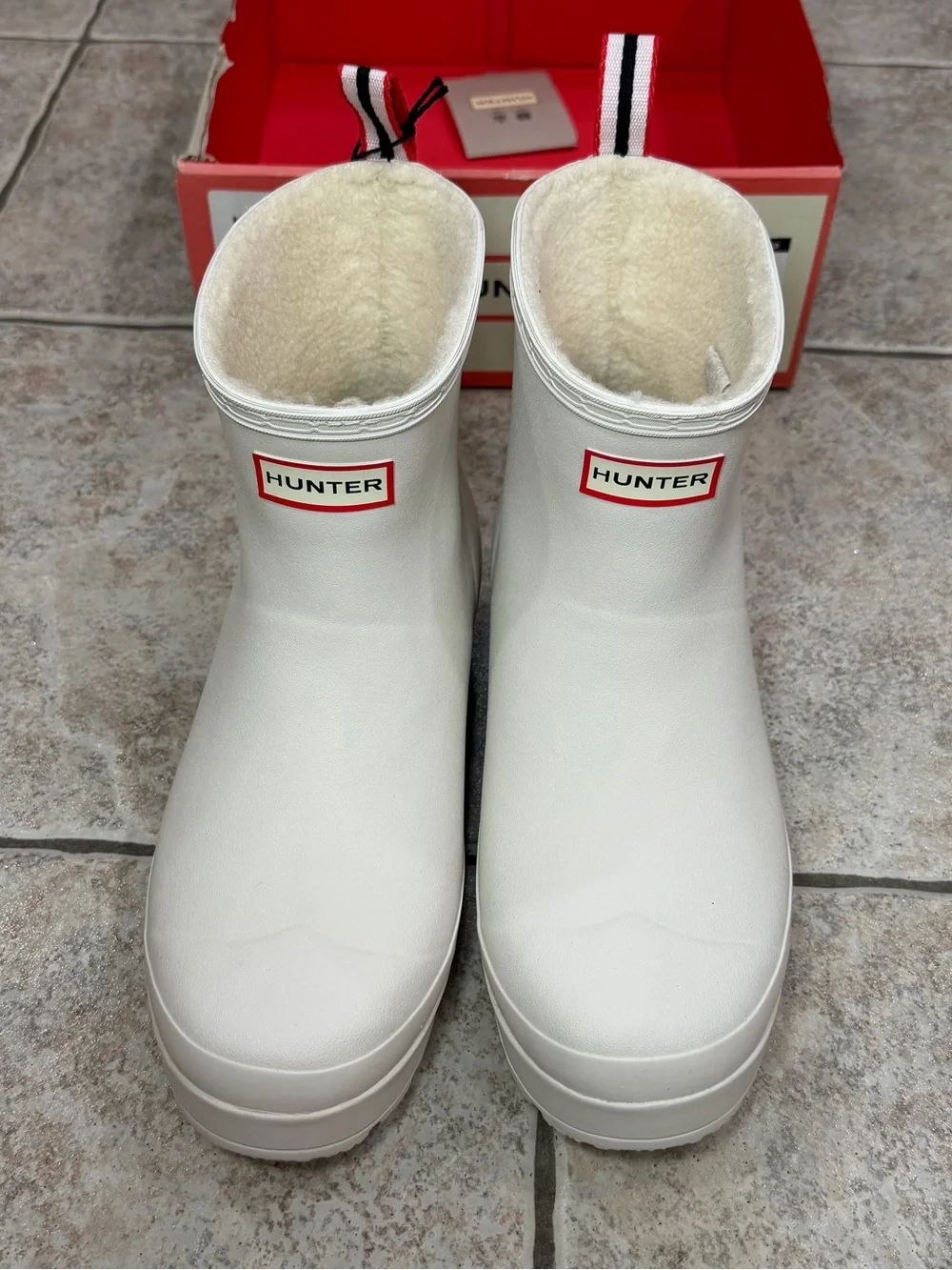 Hunter Play Short Faux Shearling Line Waterproof Rain Boots Size 11 USA